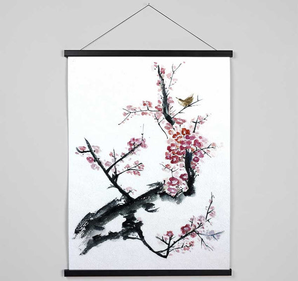 Chinese Cherry Blossom Pink Hanging Poster - Wallart-Direct UK