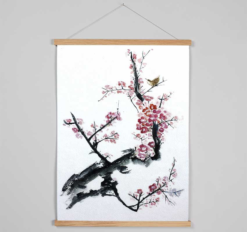 Chinese Cherry Blossom Pink Hanging Poster - Wallart-Direct UK