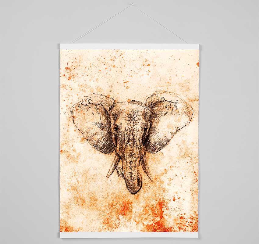 Stunning Indian Elephant Drawing Hanging Poster - Wallart-Direct UK