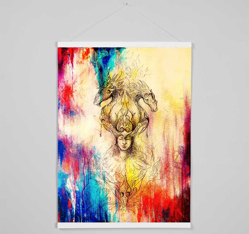 Red Indian Painting Hanging Poster - Wallart-Direct UK