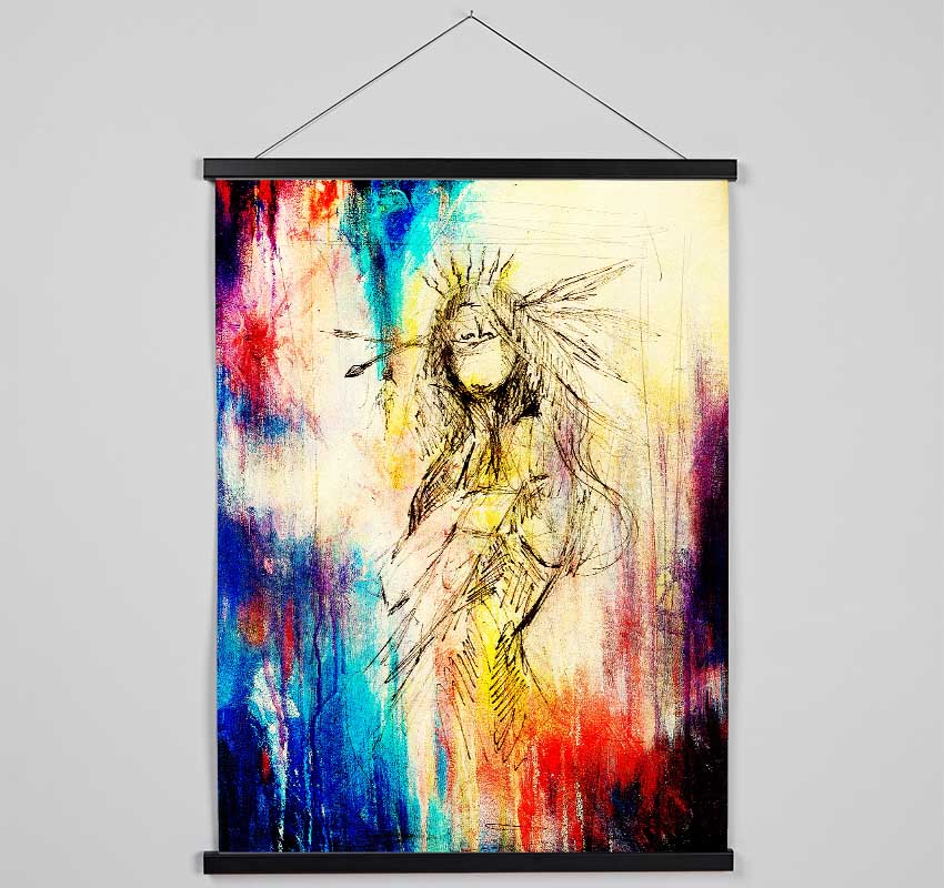 Red Indian Warrior Princess Hanging Poster - Wallart-Direct UK