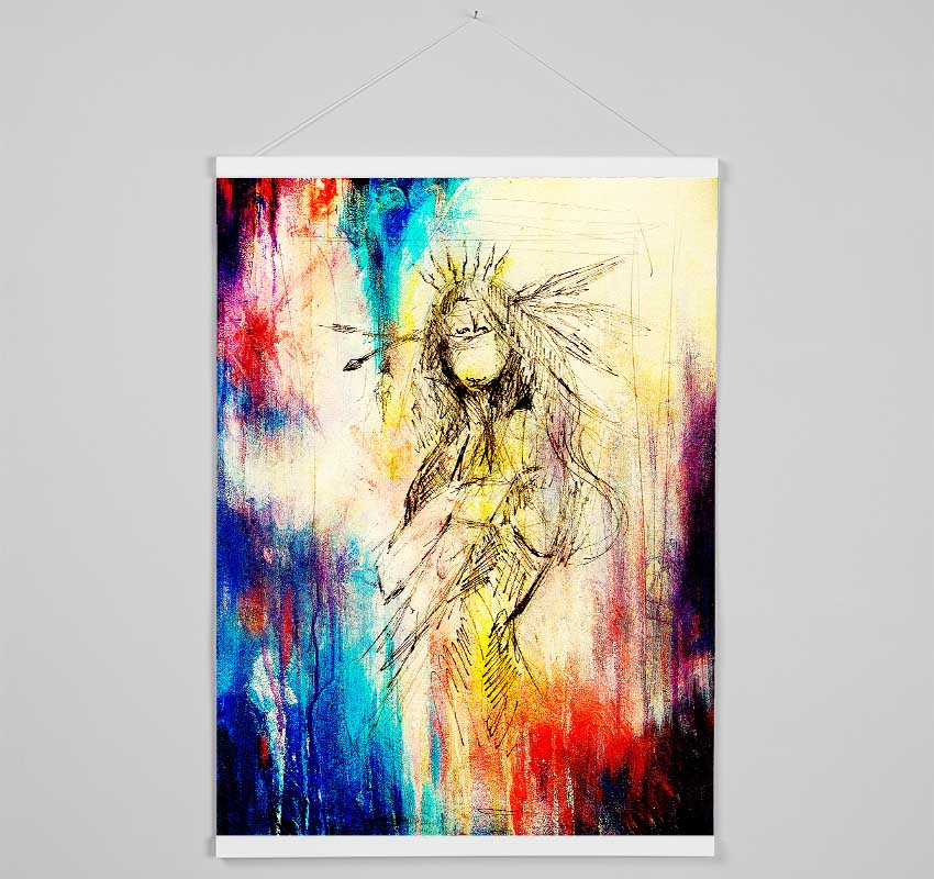 Red Indian Warrior Princess Hanging Poster - Wallart-Direct UK