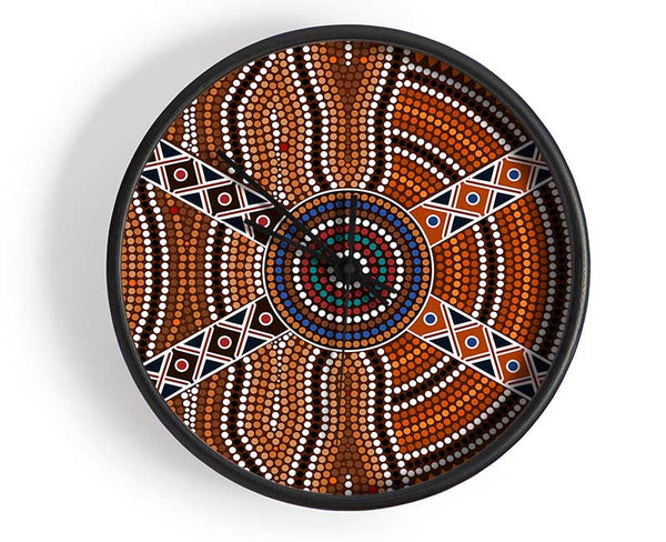 Aboriginal Pattern 2 Clock - Wallart-Direct UK