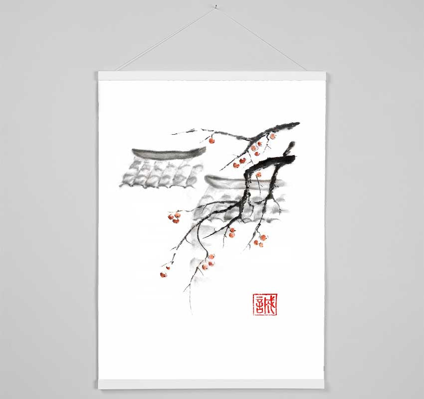 Chinese Cherry Blossom Roof Tops Hanging Poster - Wallart-Direct UK