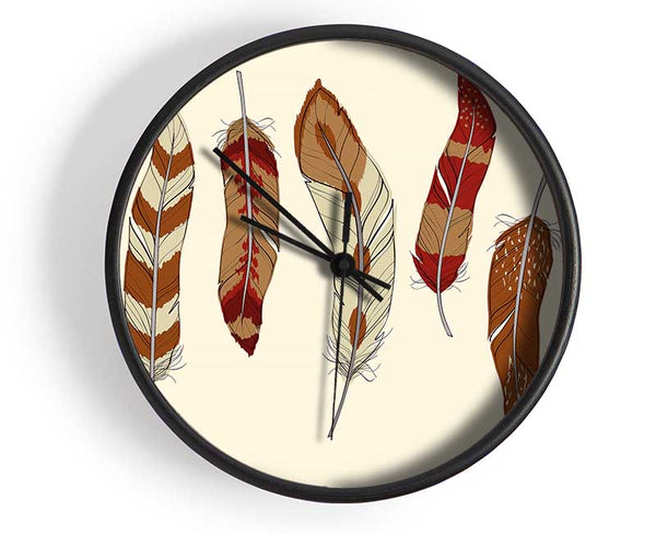 Red Indian Feathers Clock - Wallart-Direct UK