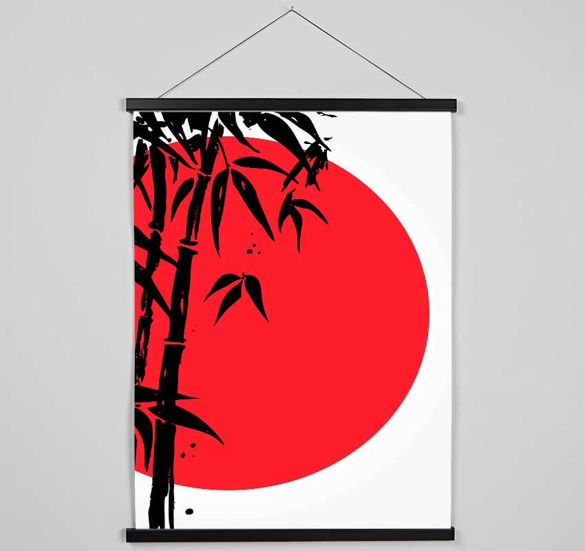 Red Sun Through The Japanese Bamboo Hanging Poster - Wallart-Direct UK