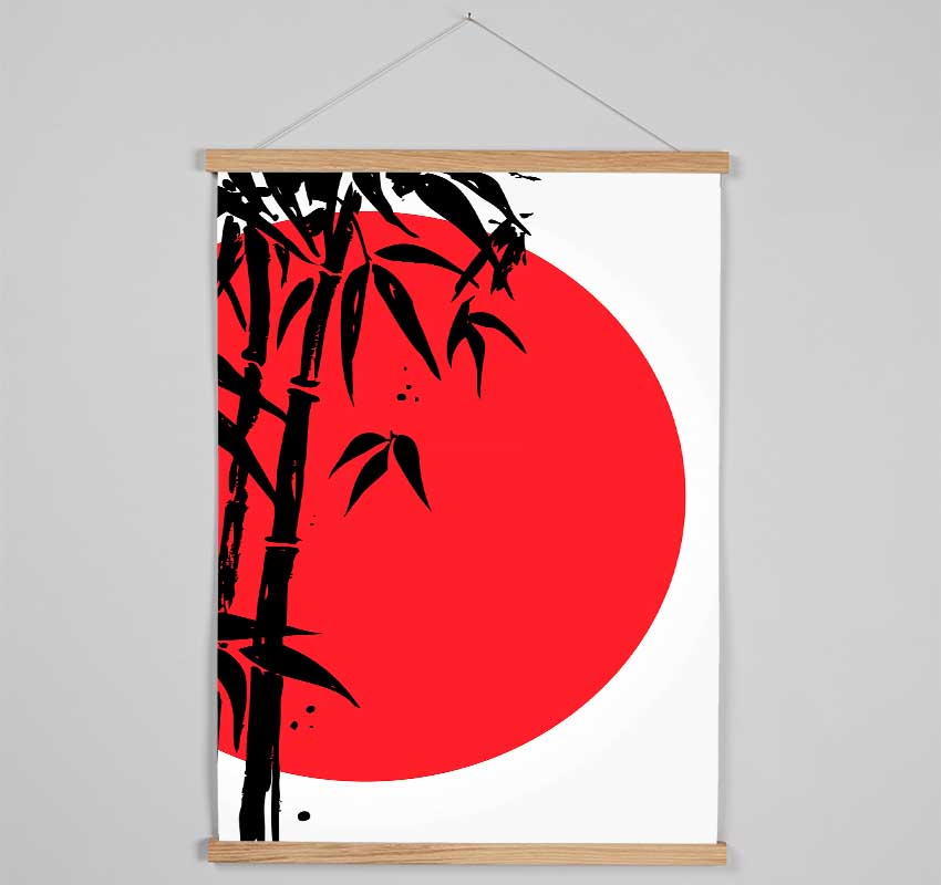 Red Sun Through The Japanese Bamboo Hanging Poster - Wallart-Direct UK