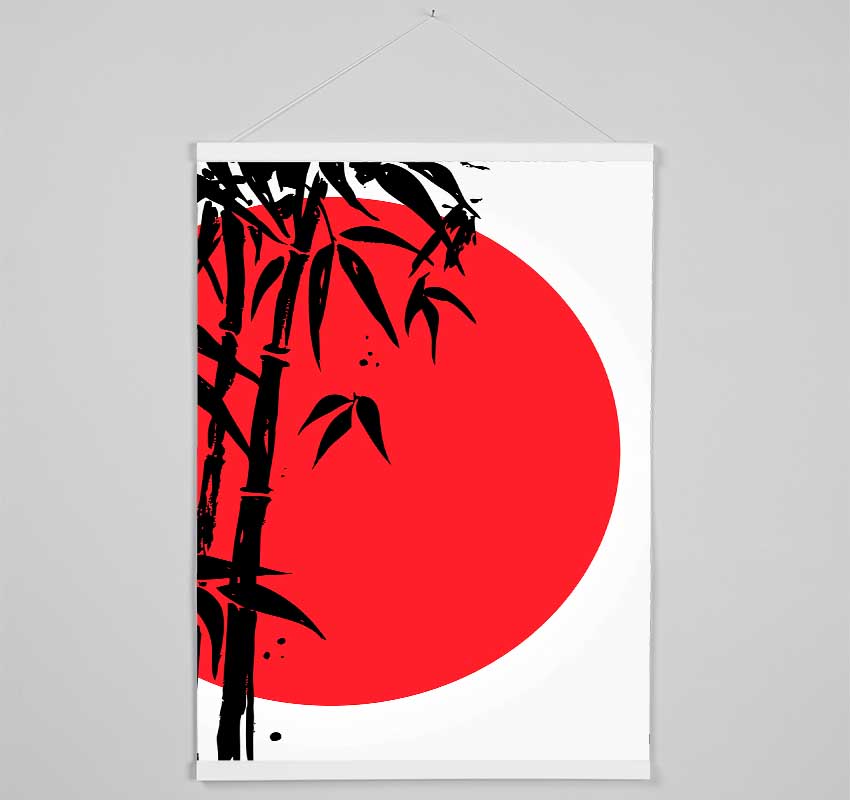 Red Sun Through The Japanese Bamboo Hanging Poster - Wallart-Direct UK