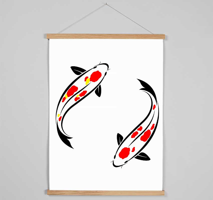 Japanese Twin Koi Hanging Poster - Wallart-Direct UK