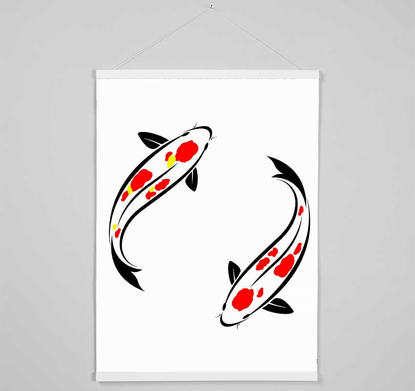 Japanese Twin Koi Hanging Poster - Wallart-Direct UK