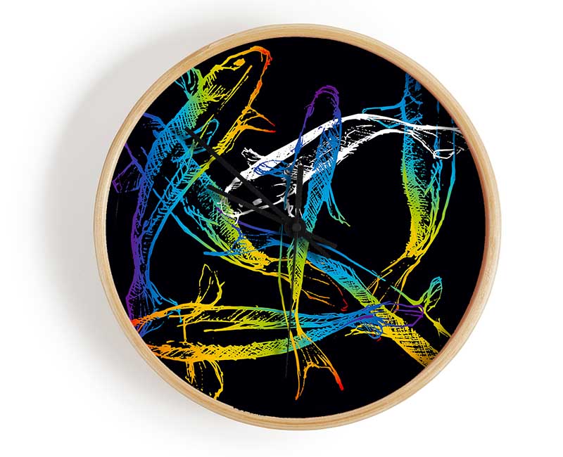 Japanese Rainbow Koi Clock - Wallart-Direct UK