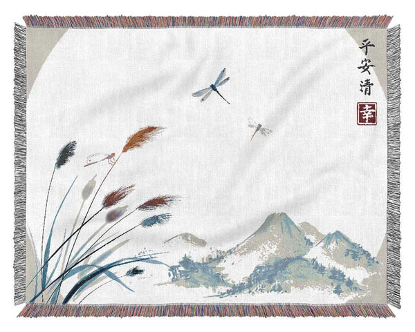 Japanese Dragonfly Woven Blanket