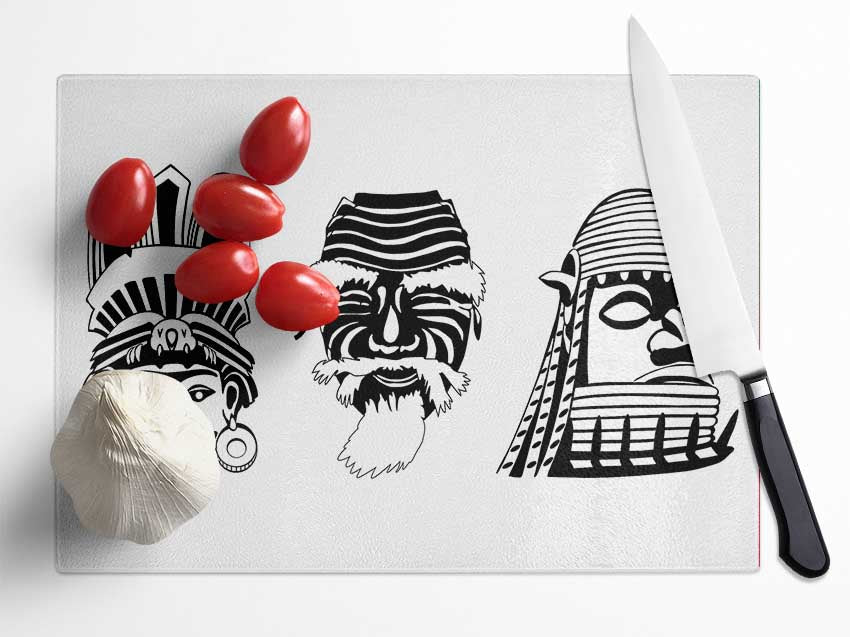 Mayan Masks Glass Chopping Board