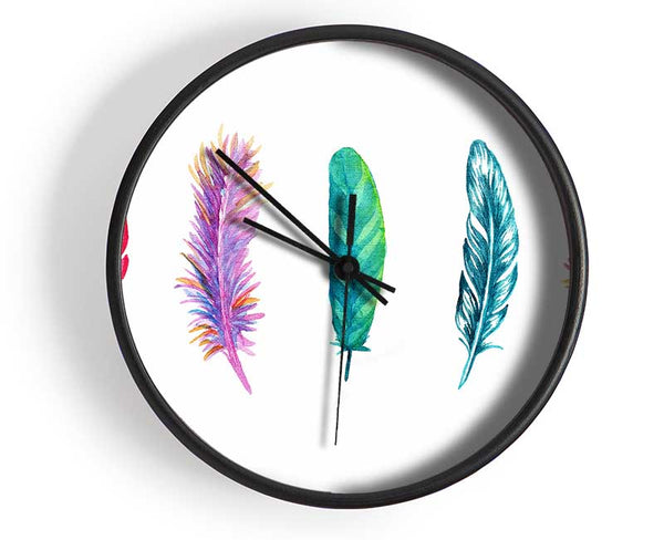 Red Indian Rainbow Feathers Clock - Wallart-Direct UK