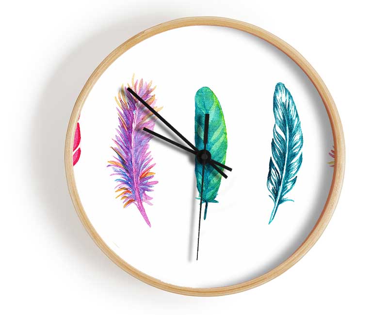 Red Indian Rainbow Feathers Clock - Wallart-Direct UK