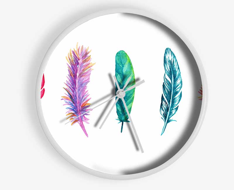 Red Indian Rainbow Feathers Clock - Wallart-Direct UK