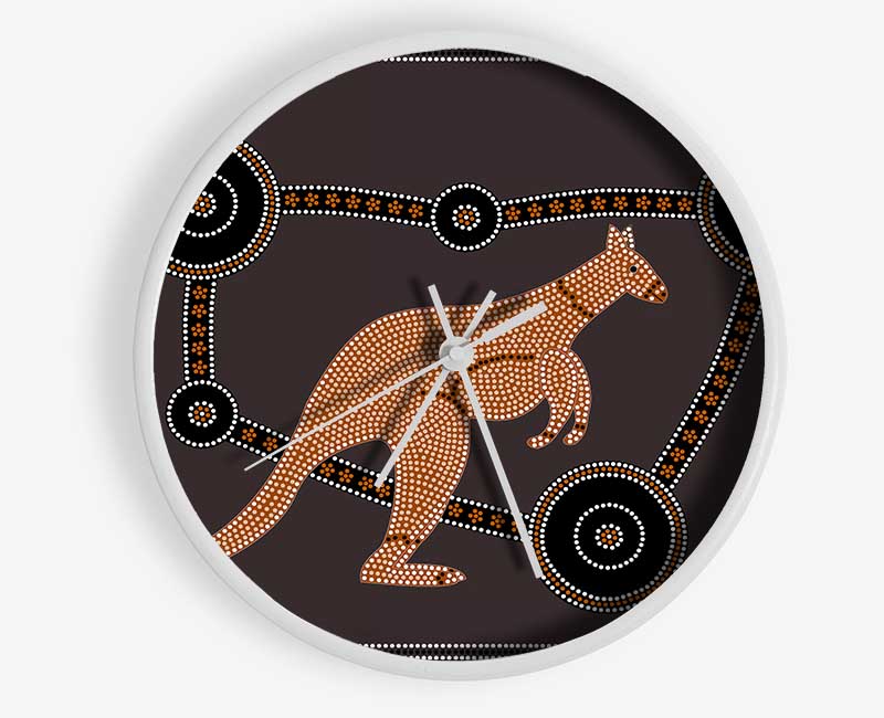 Aboriginal Kangaroo 1 Clock - Wallart-Direct UK