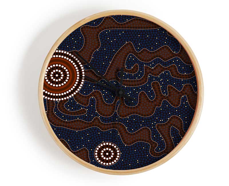 Aboriginal Pattern 3 Clock - Wallart-Direct UK