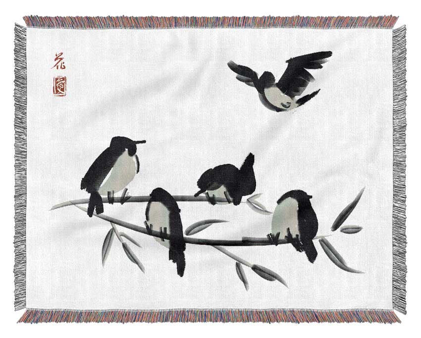 Chinese Birds Woven Blanket