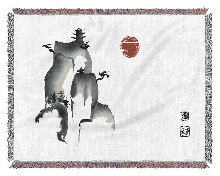 Chinese Mountain Tops 2 Woven Blanket