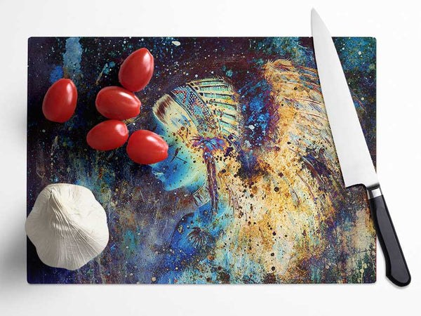 Red Indian Star Night Glass Chopping Board