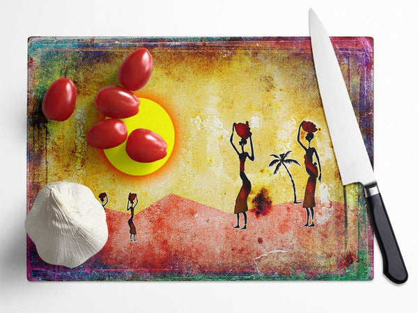 African Tribal Art 2 Glass Chopping Board