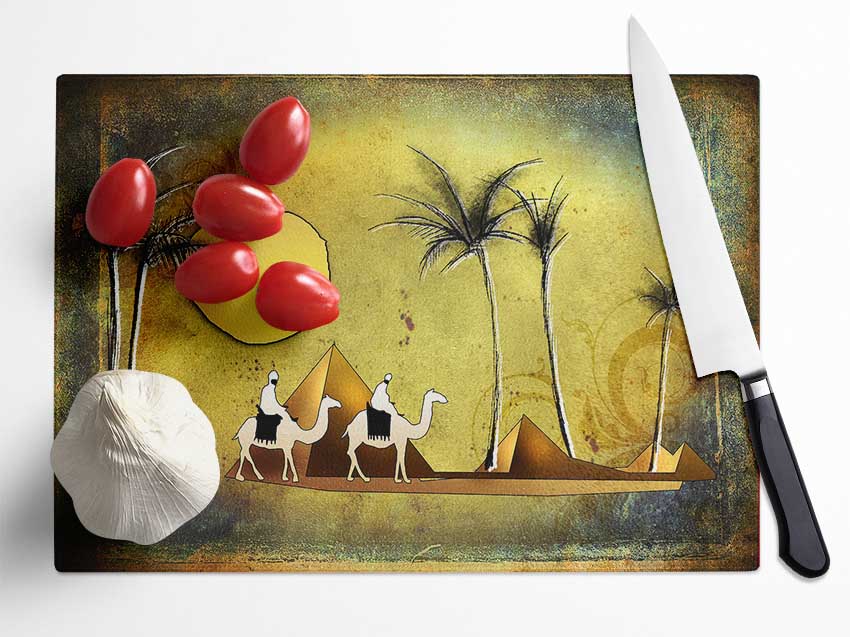 Egyptian Pyramids 4 Glass Chopping Board