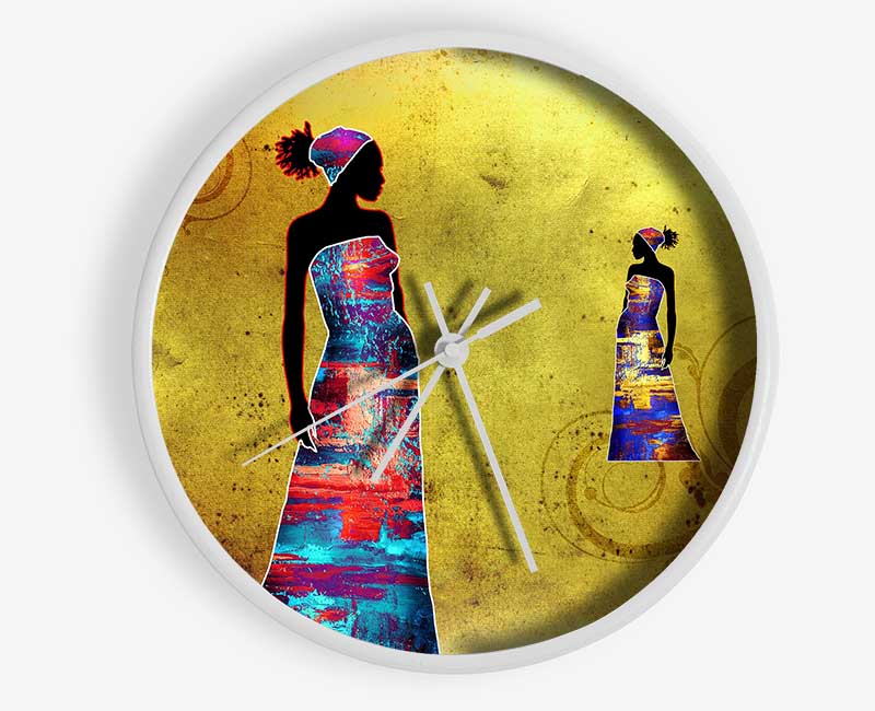 African Tribal Art 4 Clock - Wallart-Direct UK