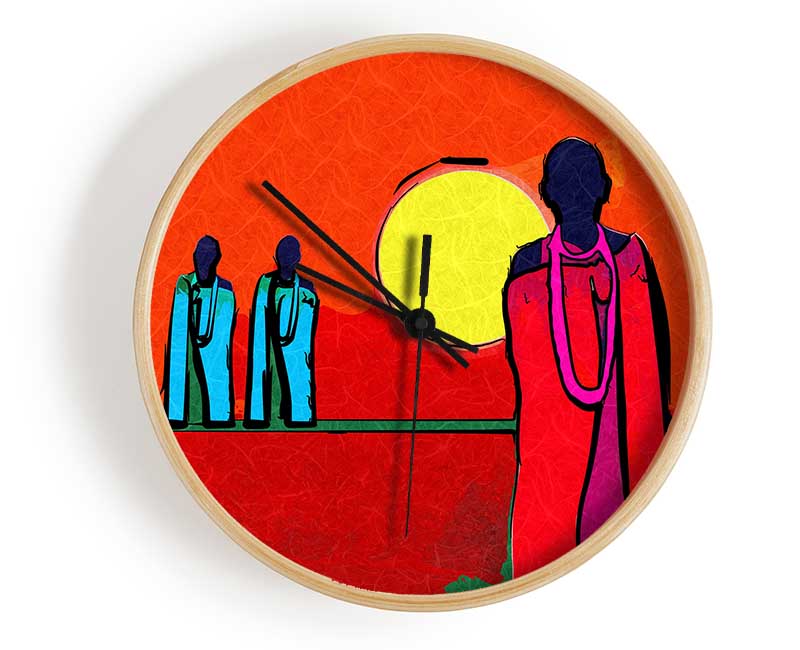 African Tribal Art 7 Clock - Wallart-Direct UK