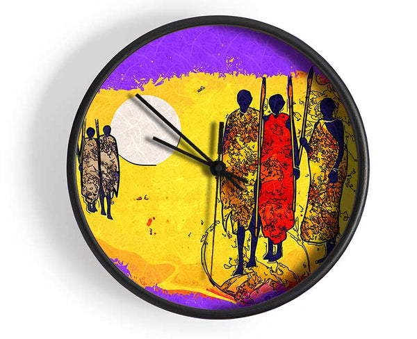 African Tribal Art 12 Clock - Wallart-Direct UK