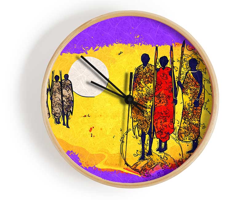 African Tribal Art 12 Clock - Wallart-Direct UK