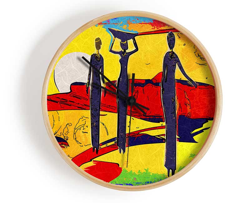 African Tribal Art 14 Clock - Wallart-Direct UK