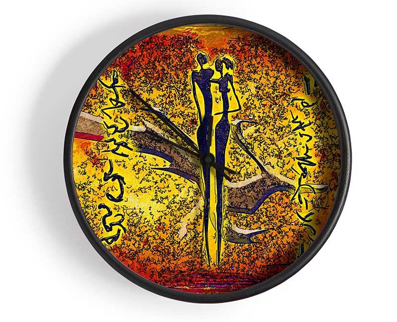 African Tribal Art 24 Clock - Wallart-Direct UK