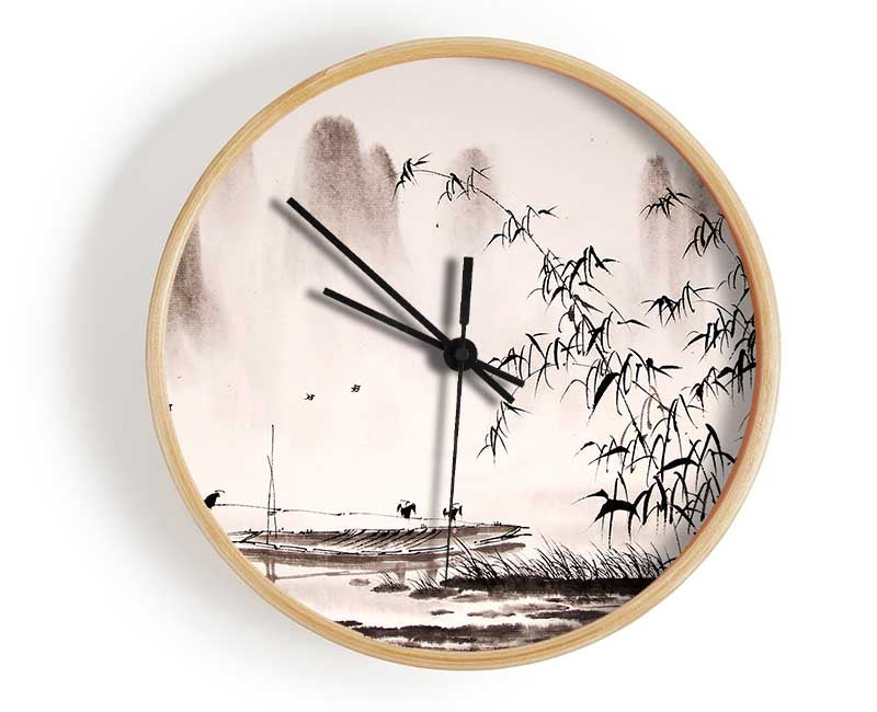 Bamboo Mountains Clock - Wallart-Direct UK