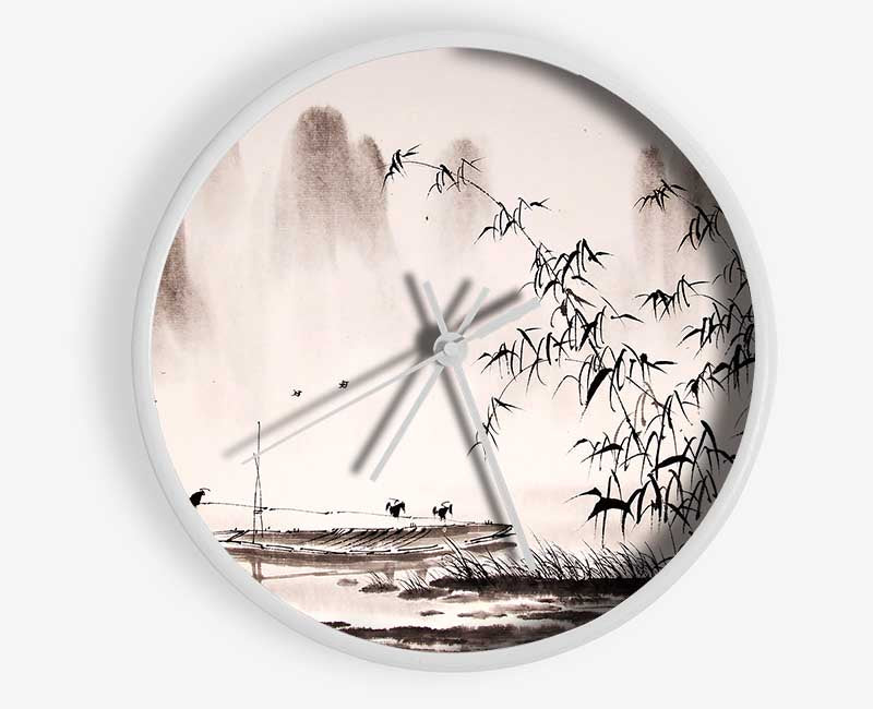 Bamboo Mountains Clock - Wallart-Direct UK