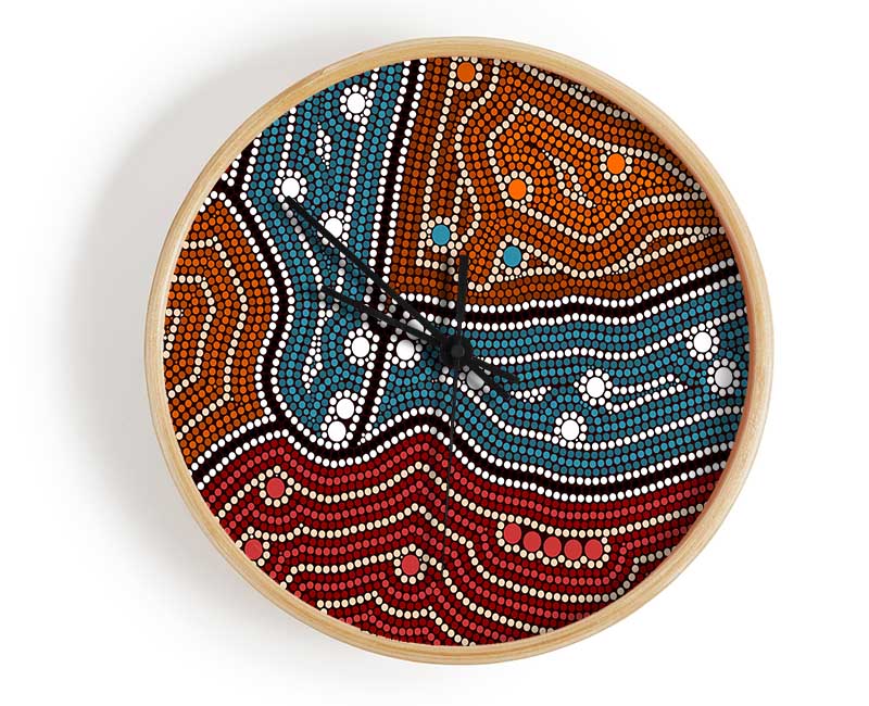 Aboriginal Pattern 4 Clock - Wallart-Direct UK