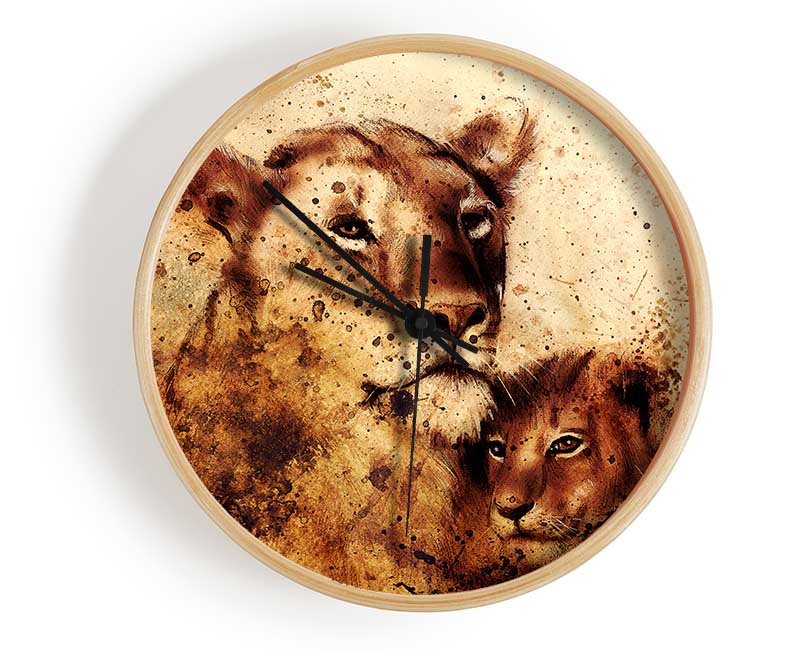 Indian Lioness Clock - Wallart-Direct UK