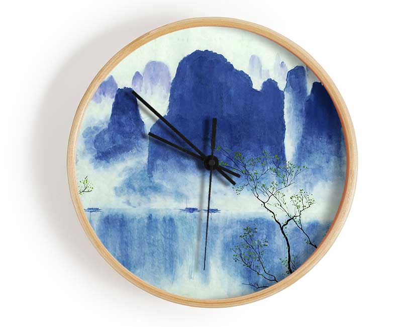 Japanese Mountain Reflections Clock - Wallart-Direct UK