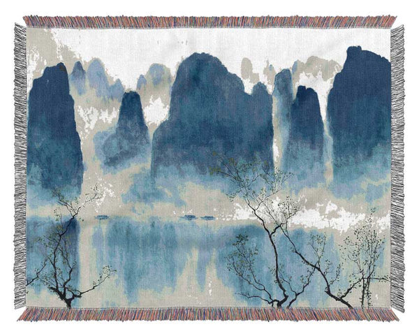 Japanese Mountain Reflections Woven Blanket