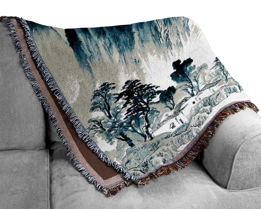 Beautiful Japanese Hills Woven Blanket