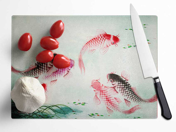 Japanese Colourful Koi Glass Chopping Board