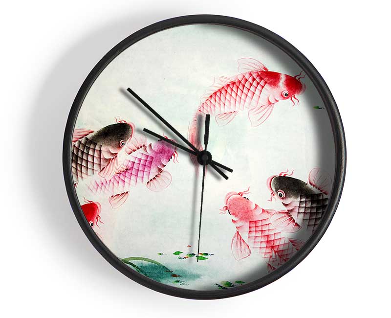 Japanese Colourful Koi Clock - Wallart-Direct UK