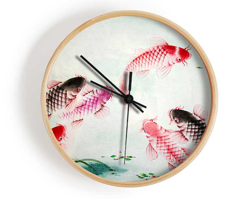 Japanese Colourful Koi Clock - Wallart-Direct UK