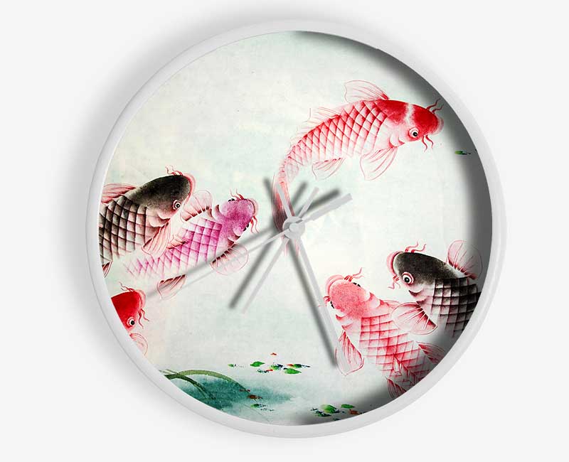 Japanese Colourful Koi Clock - Wallart-Direct UK