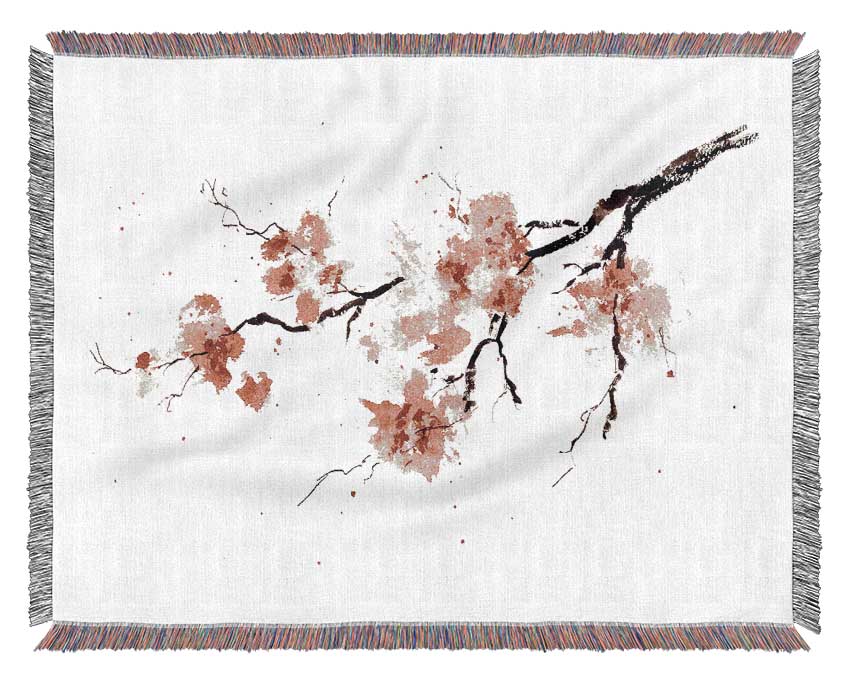 Chinese Cherry Blossom branch Woven Blanket