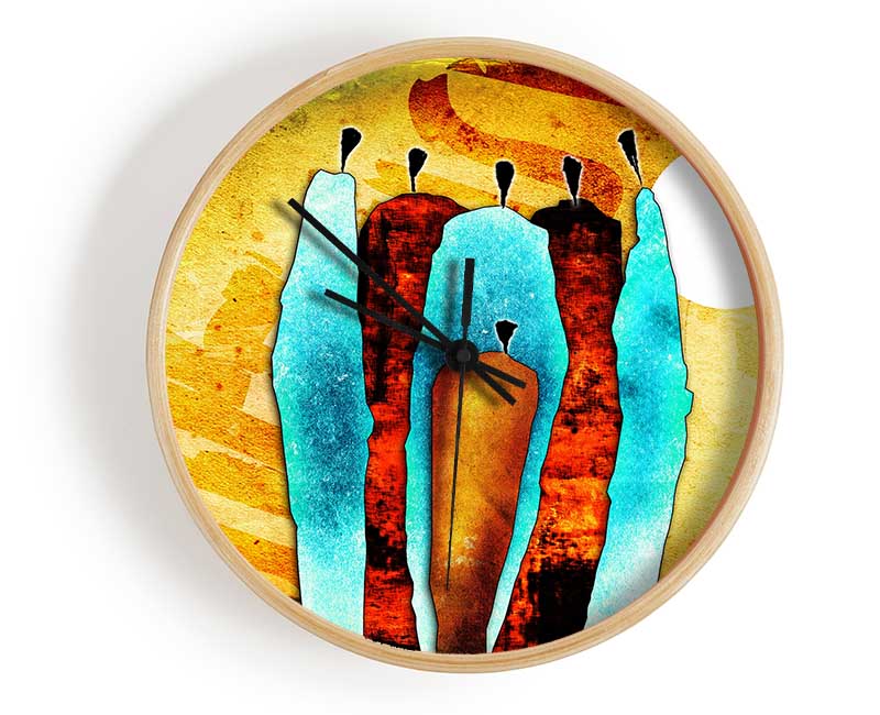 African Tribal Art 10 Clock - Wallart-Direct UK