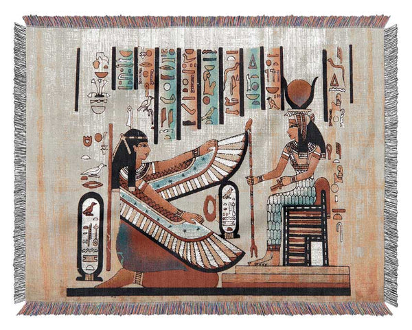 Egyptian Offering To The Queen Woven Blanket