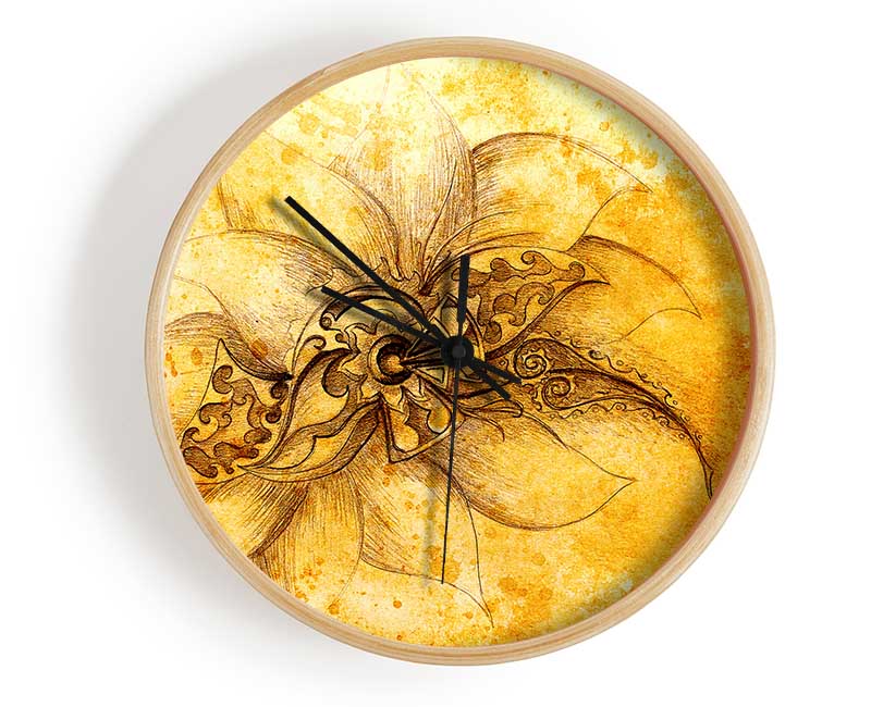 Golden Lotus Flower Clock - Wallart-Direct UK