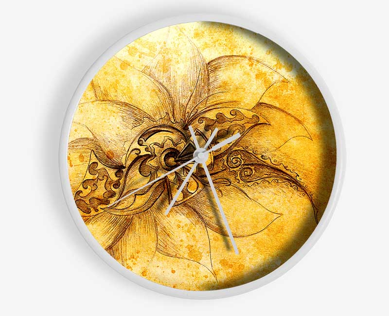 Golden Lotus Flower Clock - Wallart-Direct UK