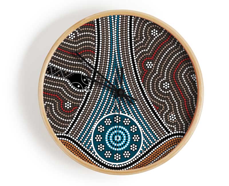 Aboriginal Pattern 8 Clock - Wallart-Direct UK